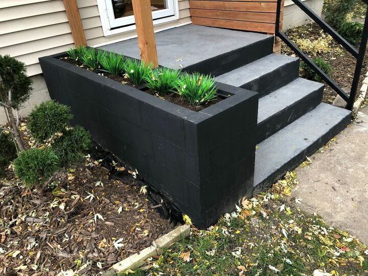 Cinder Block Entryway Planter