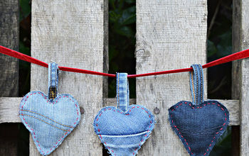 Cute Padded Denim Hearts Made From Your Old Jeans