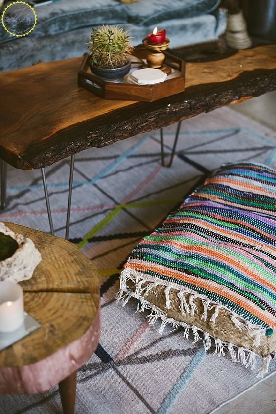 DIY Boho Floor Pillow Using Dollar Store Rugs