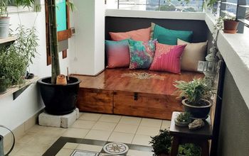 My Bohemian Balcony Makeover: Built a Mini Deck, Stained & Stenciled..