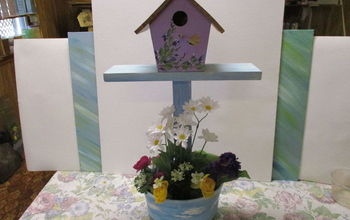 Re-purposed 5 Qt. Icecream Tub Flower Pot/ Mini Plant Stand.