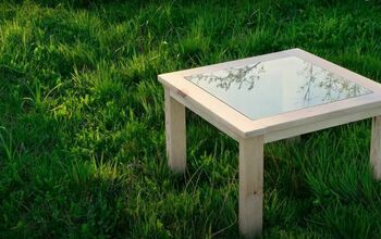 Recycle Old Wood Into a Chic Wood and Glass Coffee Table