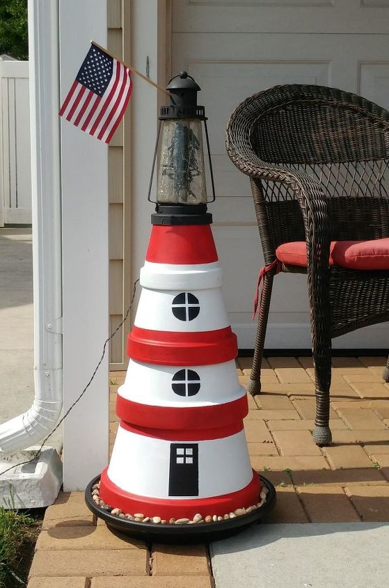 Terra Cotta Pot Lighthouse With Solar Light