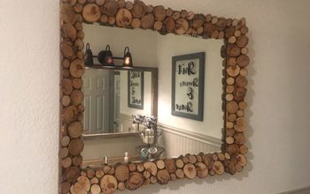 Thrift Store Wood Slice Mirror Makeover